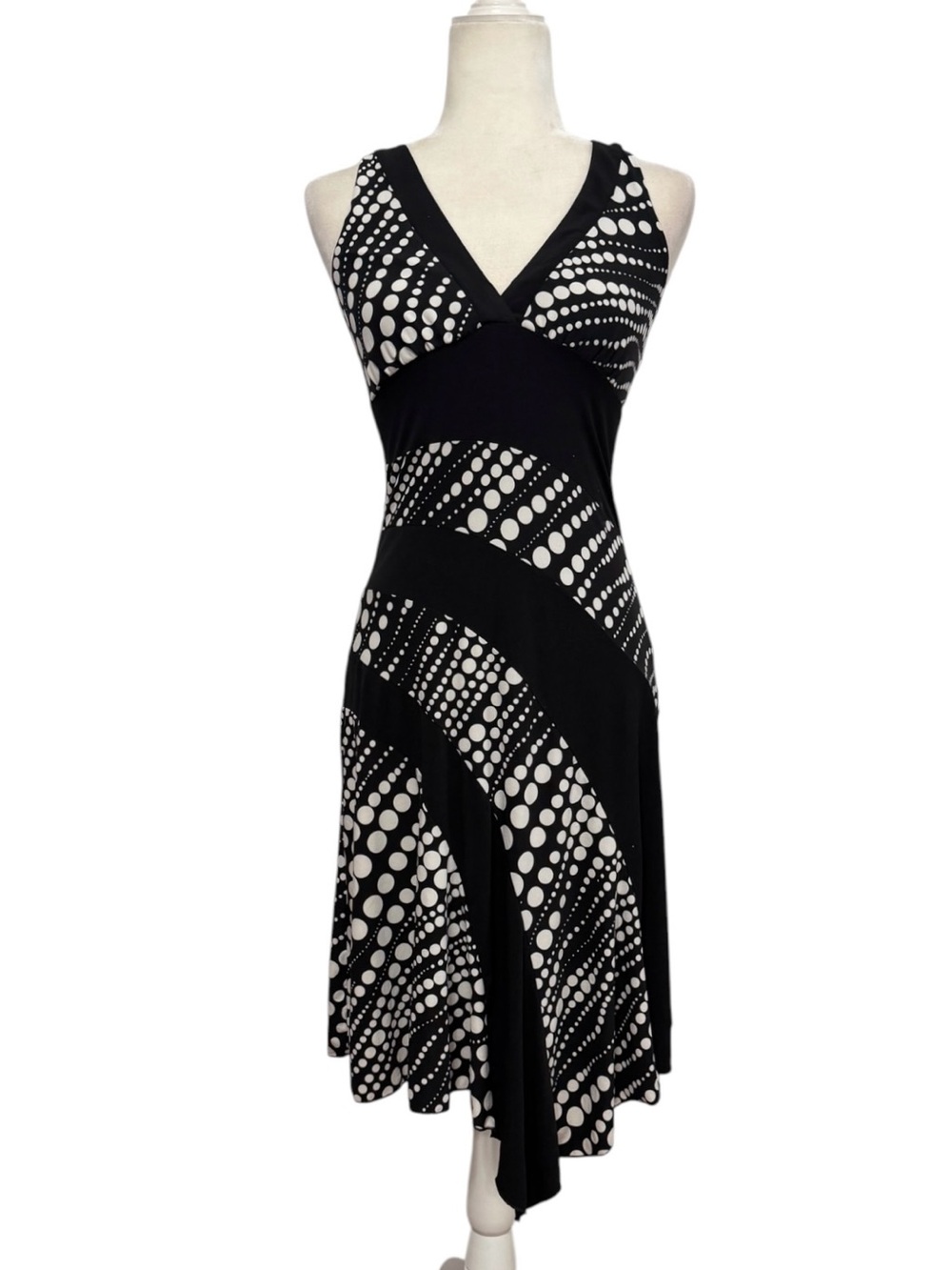 Y2K La Belle Polka Dot Asymmetrical Hem Stretchy Halter Dress